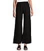 Bryn Walker Light Linen Pocketed Trouser Leg Pull-On Pants, Color:Black - Image 1