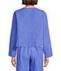 Bryn Walker Light Linen V-Neck 3/4 Sleeve Button Front Crop Cardigan, Color:Lisianthus - Image 2