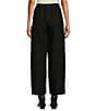 Color:Black - Image 2 - Light Linen Wide-Leg Pintuck Detail Coordinating Pull-On Ankle Pants