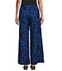Bryn Walker Linen Knit Netta Print Flat Front Elastic Waist Wide Leg Pant, Color:Elba - Image 2