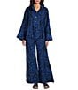 Bryn Walker Linen Knit Netta Print Flat Front Elastic Waist Wide Leg Pant, Color:Elba - Image 3