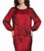 Bryn Walker Lucinda Satin Woven Abstract Grunge Pattern Round Neck Long Dolman Sleeve High-Low Hem Coordinating Shirt - Image 1