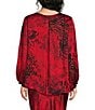Bryn Walker Lucinda Satin Woven Abstract Grunge Pattern Round Neck Long Dolman Sleeve High-Low Hem Coordinating Shirt - Image 2