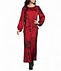 Bryn Walker Lucinda Satin Woven Abstract Grunge Pattern Round Neck Long Dolman Sleeve High-Low Hem Coordinating Shirt - Image 3