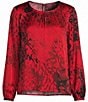 Bryn Walker Lucinda Satin Woven Abstract Grunge Pattern Round Neck Long Dolman Sleeve High-Low Hem Coordinating Shirt - Image 5