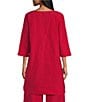 Bryn Walker Memory Crunch Round Neck 3/4 Sleeve High-Low Tunic, Color:Holly - Image 2