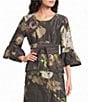 Bryn Walker Memory Crunch Taffeta Floral Print Wrap Coordinating Belt - Image 1