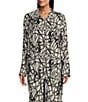 Bryn Walker Mirren Rayon Crepe Netta Print Collar Neck Long Sleeve Button Front Top, Color:Cream - Image 1