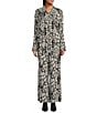 Bryn Walker Mirren Rayon Crepe Netta Print Collar Neck Long Sleeve Button Front Top, Color:Cream - Image 3