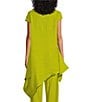 Color:Vireo - Image 2 - Noa Light Linen Draped Cowl Neck Short Sleeve Asymmetric Tunic