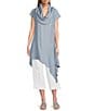 Bryn Walker Noa Linen Cowl Neck Cap Sleeve Asymmetrical Tunic, Color:Rimini - Image 3