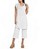 Bryn Walker Nolan Light Linen Cowl Neck Cap Sleeve A-Line Tunic - Image 1