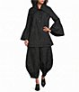 Bryn Walker Olin Memory Crunch Jacquard Wide Leg Lantern Pull-On Pants - Image 3