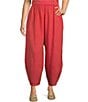 Color:Genoa - Image 1 - Oliver Plus Size Cross-Dyed Linen Lantern-Leg Pull-On Coordinating Cropped Pant