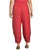 Color:Genoa - Image 2 - Oliver Plus Size Cross-Dyed Linen Lantern-Leg Pull-On Coordinating Cropped Pant
