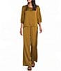 Bryn Walker Osca Woven Satin Wide-Leg Pull-On Coordinating Pants - Image 3