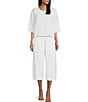 Color:White - Image 3 - Pasha Cotton Jersey Patch Pocket Oversized Wide-Leg Pull-On Cropped Pants