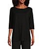 Bryn Walker Piera Ponti Elbow Sleeve Crew Neck Shirt, Color:Black - Image 1