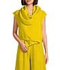 Bryn Walker Pennie Light Linen Cowl Neck Cap Sleeve Asymmetrical Hem Cropped Vest, Color:Incaberry - Image 1