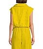 Bryn Walker Pennie Light Linen Cowl Neck Cap Sleeve Asymmetrical Hem Cropped Vest, Color:Incaberry - Image 2