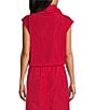 Bryn Walker Pennie Memory Crunch Cowl Neck Cap Sleeve Asymmetrical Vest, Color:Holly - Image 2