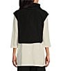 Bryn Walker Pennie Memory Crunch Draped Cowl Neck Cap Sleeve Asymmetric Hem Cropped Vest, Color:Black - Image 2
