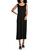 Color:Black - Image 1 - Piers Stretch Modal Ponte Round Neck Sleeveless Waistless Midi Dress