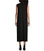 Color:Black - Image 2 - Piers Stretch Modal Ponte Round Neck Sleeveless Waistless Midi Dress