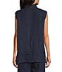 Bryn Walker Pintuck Light Linen Mandarin Collar Sleeveless Button Front Tunic, Color:Starlight - Image 2