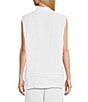 Bryn Walker Pintuck Light Linen Mandarin Collar Sleeveless Button Front Tunic, Color:White - Image 2