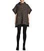 Bryn Walker Pip Wool Blend Knit Mock Neck Cao Sleeve Poncho, Color:Nero - Image 3