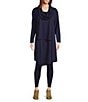 Bryn Walker Pita Modal Ponti Cowl Neck Long Sleeve Asymmetrical Tunic, Color:Night - Image 5