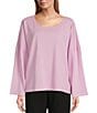 Color:Snowberry - Image 1 - Play Cotton Jersey Scoop Neck Long Sleeve Oversized Top