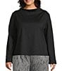 Bryn Walker Plus Belen Modal Ponti Drape Neck Long Sleeve Shirt, Color:Black - Image 1