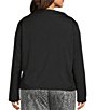 Bryn Walker Plus Belen Modal Ponti Drape Neck Long Sleeve Shirt, Color:Black - Image 2