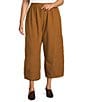 Bryn Walker Plus Cotton Corduroy Elastic Wait Patch Pocket Crop Pasha Pants, Color:Pinecone - Image 1