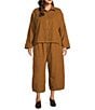 Bryn Walker Plus Cotton Corduroy Elastic Wait Patch Pocket Crop Pasha Pants, Color:Pinecone - Image 3