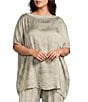Bryn Walker Plus Debo Italian Viscose Satin Boat Neck Cap Sleeve Drape Tunic - Image 1