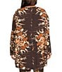 Bryn Walker Plus Coordinating Fiori Print Viscose Jersey Boat Neck Long Dolman Sleeve Dimirti Tunic, Color:Cream - Image 2