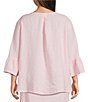 Bryn Walker Plus Size Fran Coordinating Light Linen Round Neck 3/4 Ruffle Sleeve Shirt - Image 2