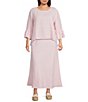 Bryn Walker Plus Size Fran Coordinating Light Linen Round Neck 3/4 Ruffle Sleeve Shirt - Image 3