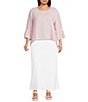 Bryn Walker Plus Size Fran Coordinating Light Linen Round Neck 3/4 Ruffle Sleeve Shirt - Image 4