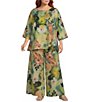 Bryn Walker Plus Giardino Flat Front Elastic Back Wide Leg Full Pants - Image 3