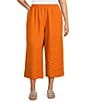 Bryn Walker Plus Light Linen Elastic Waist Wide Leg Pants, Color:Zafferano - Image 1
