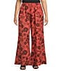 Bryn Walker Plus Osca Floret Print Elastic Waist Wide Leg Pull-On Pants, Color:Floret - Image 1