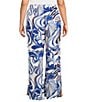 Bryn Walker Plus Osca Printed Elastic Waist Wide Leg Pull-On Pants, Color:Iride - Image 2