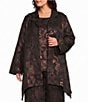 Bryn Walker Plus Size Benedict Metallic Floral Jacquard Notch Collar Long Sleeve Open-Front Jacket - Image 1