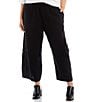 Color:Black - Image 1 - Plus Size Casbah Light Linen Wide Leg Crop Pull-On Coordinating Pants