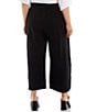 Color:Black - Image 2 - Plus Size Casbah Light Linen Wide Leg Crop Pull-On Coordinating Pants