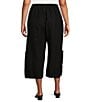 Bryn Walker Plus Size Casbah Light Linen Wide-Leg Cropped Pull-On Pants, Color:Black - Image 2